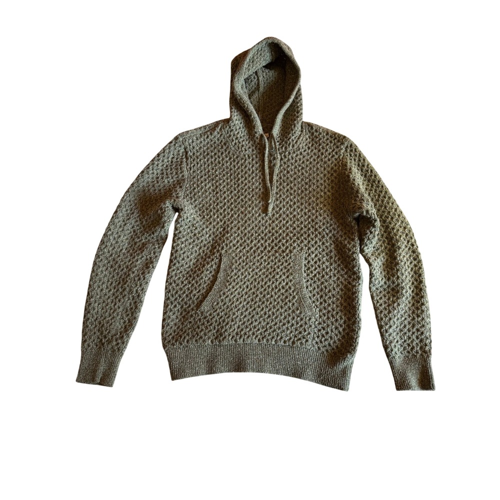 Flint and Tinder Mens Waffle Knit Headlands Hoodie Olive Green Cotton Pullover L
